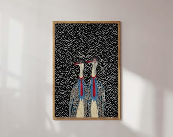 Abstrakter Vogel Kunst Moderne abstrakte Vogel Wandkunst Kraniche Wand Kunst Druck Wunderliche Tier Wandkunst Minimalistische Natur Kunst Bunter Kranich Plakat