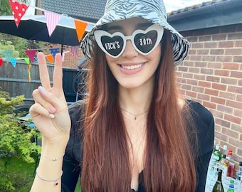 Personalised Heart Sunglasses Birthday Occasion Party Hen Wedding Custom Made
