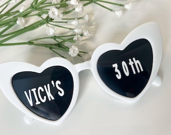 Personalised Heart Sunglasses Birthday Occasion Party Hen Wedding Custom Made
