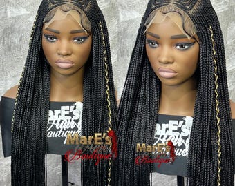 Pelucas trenzadas, cierre con giro, pelucas trenzadas para mujeres negras, envío gratuito, trenzas, trenzas africanas, trenzas de caja, microtorsión, listas para enviar, trenzas, TwistPerruque