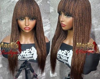 Pelucas trenzadas, trenza con flequillo, pelucas trenzadas para mujeres negras, envío gratuito, trenzas, trenzas africanas, trenzas de caja, perruque retorcido, trenzas retorcidas, peluca sin pegamento, pelucas