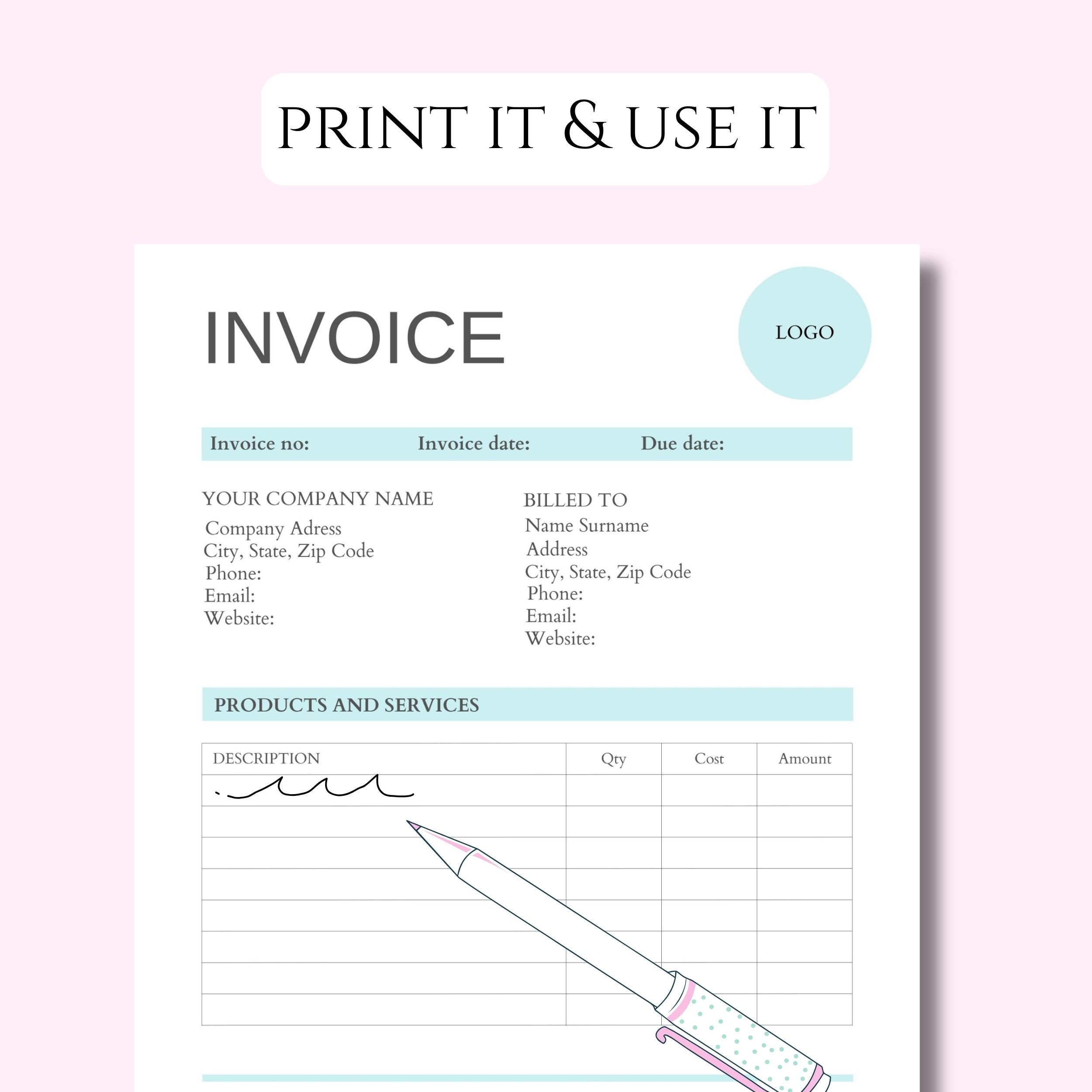 Invoice Template Business Invoice Invoice Word Editable - Etsy