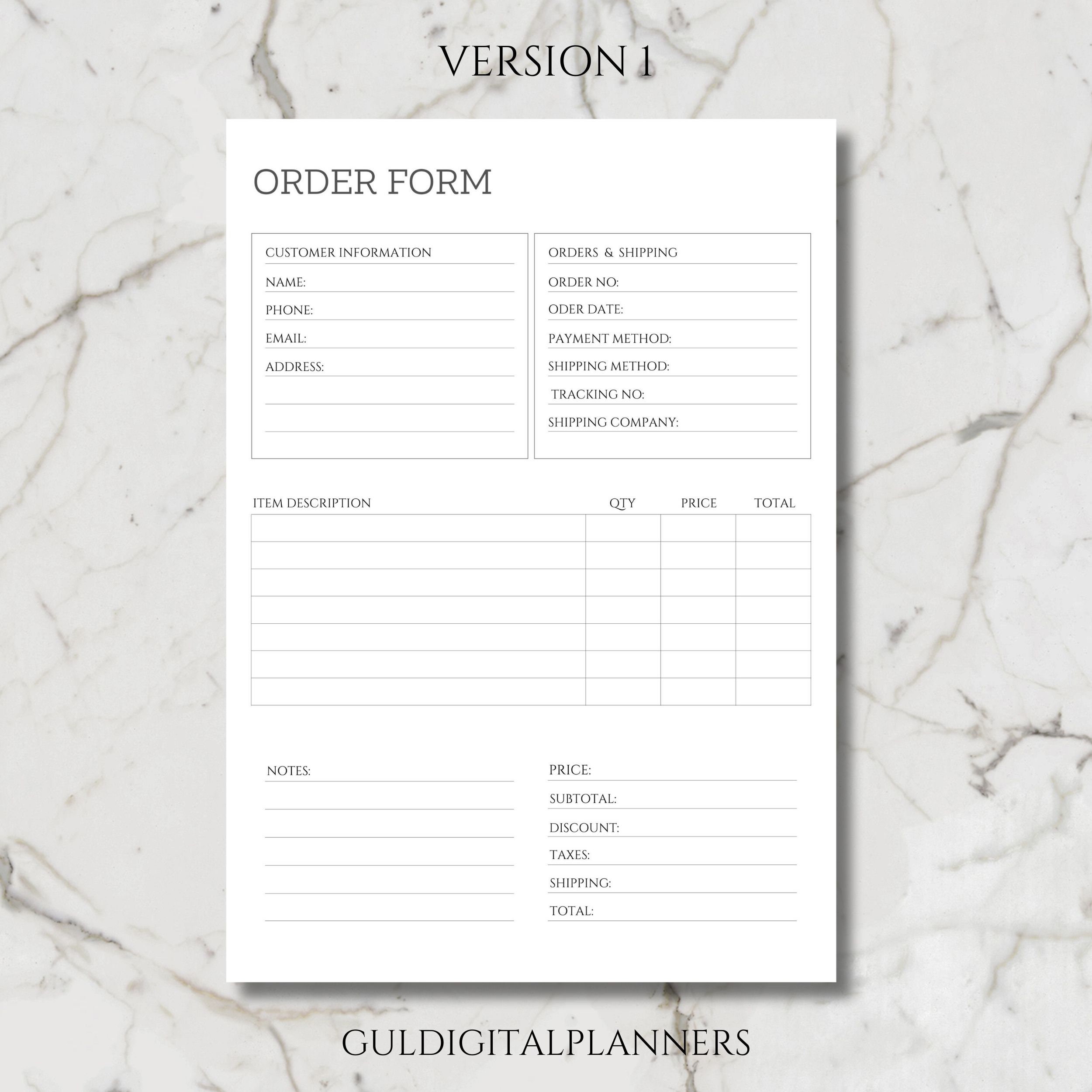 Fillable Order Form Template Printable Order Form for Small Etsy Fillable Order Form Template Printable Order Form for Small Etsy