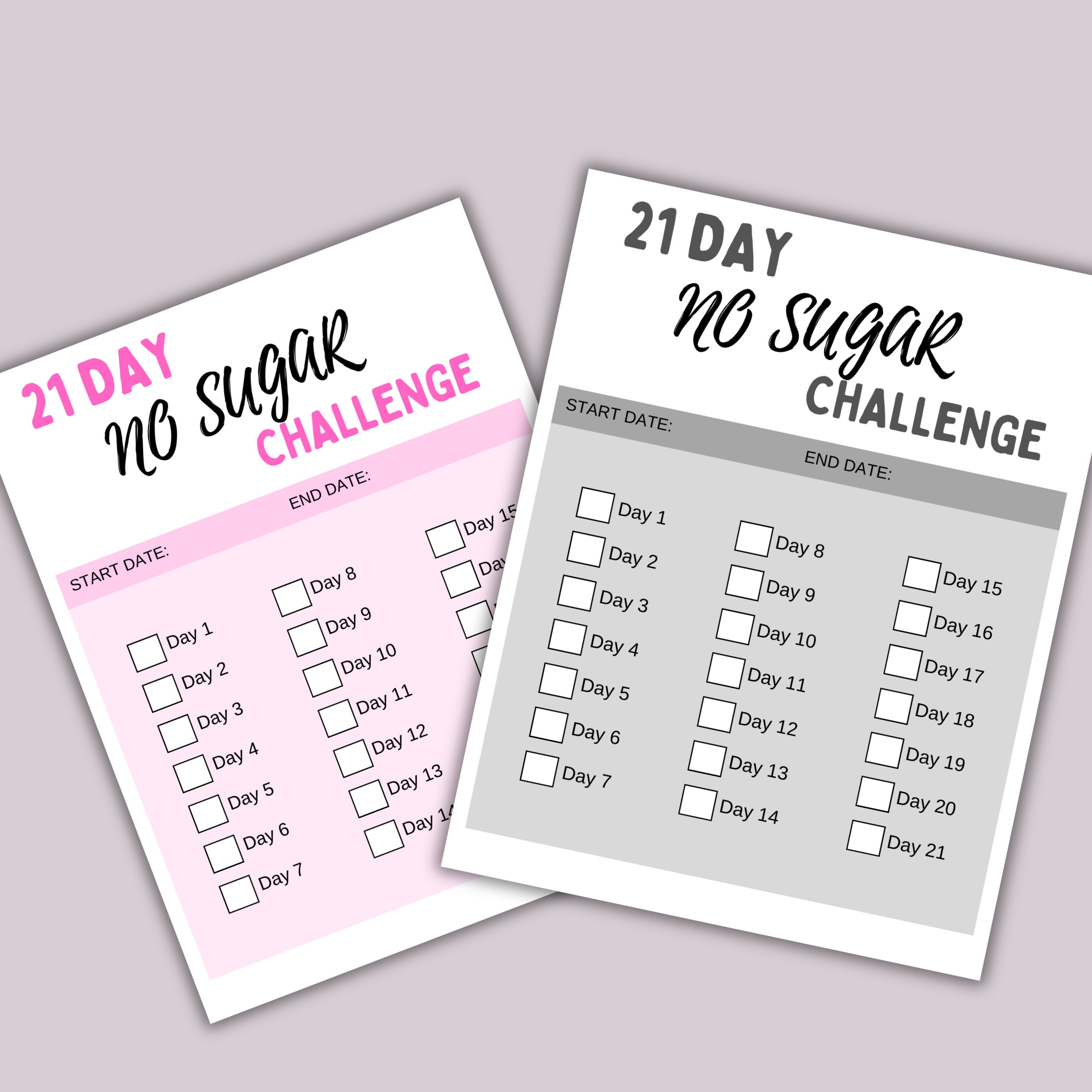 No Sugar Challenge, 21 Day No Sugar Printable, Sugar Detox, No Sugar ...