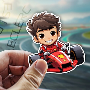 Charles Leclerc in Racing Formula 1 Kart Sticker - F1 Fan Art | Bubble-free stickers