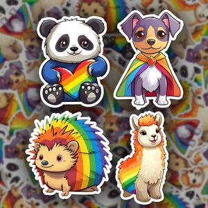 Pride Stickers of Rainbow Animals | Bubble-free stickers | LGBTQ+ Pride Accessories | Gift