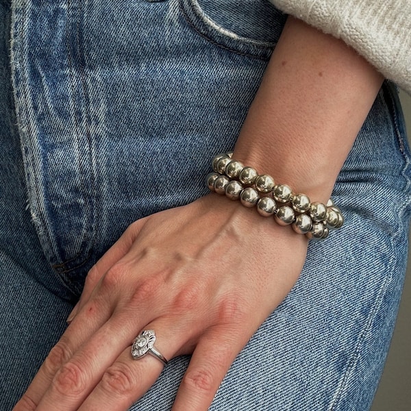 Bracelet boule Tiffany Hardware | Argent sterling | 10 mm de diamètre | 8" de long
