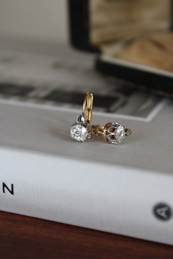 Victorian Earrings -18k Gold diamond earrings with