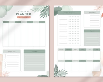 Undated Weekly Planner Printable, Weekly Organizer, Weekly To Do List for Work/Home, Minimal Weekly Schedule, Weekly Agenda, Monthly