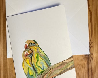 Love Birds Card Original Watercolour Painting