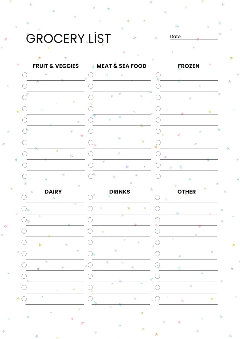 Printable Grocery List Template Grocery Planner Food Shopping List Printable Grocery List Template Grocery Planner Food Shopping List