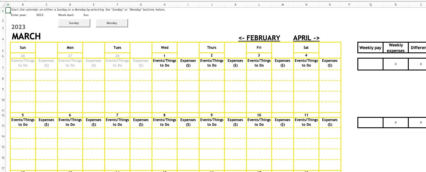 12 Month Excel Calendar Template | Calendar Planner - Etsy