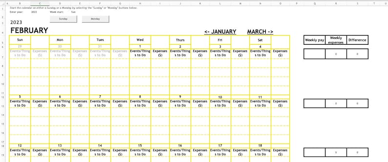 12 Month Excel Calendar Template | Calendar Planner - Etsy