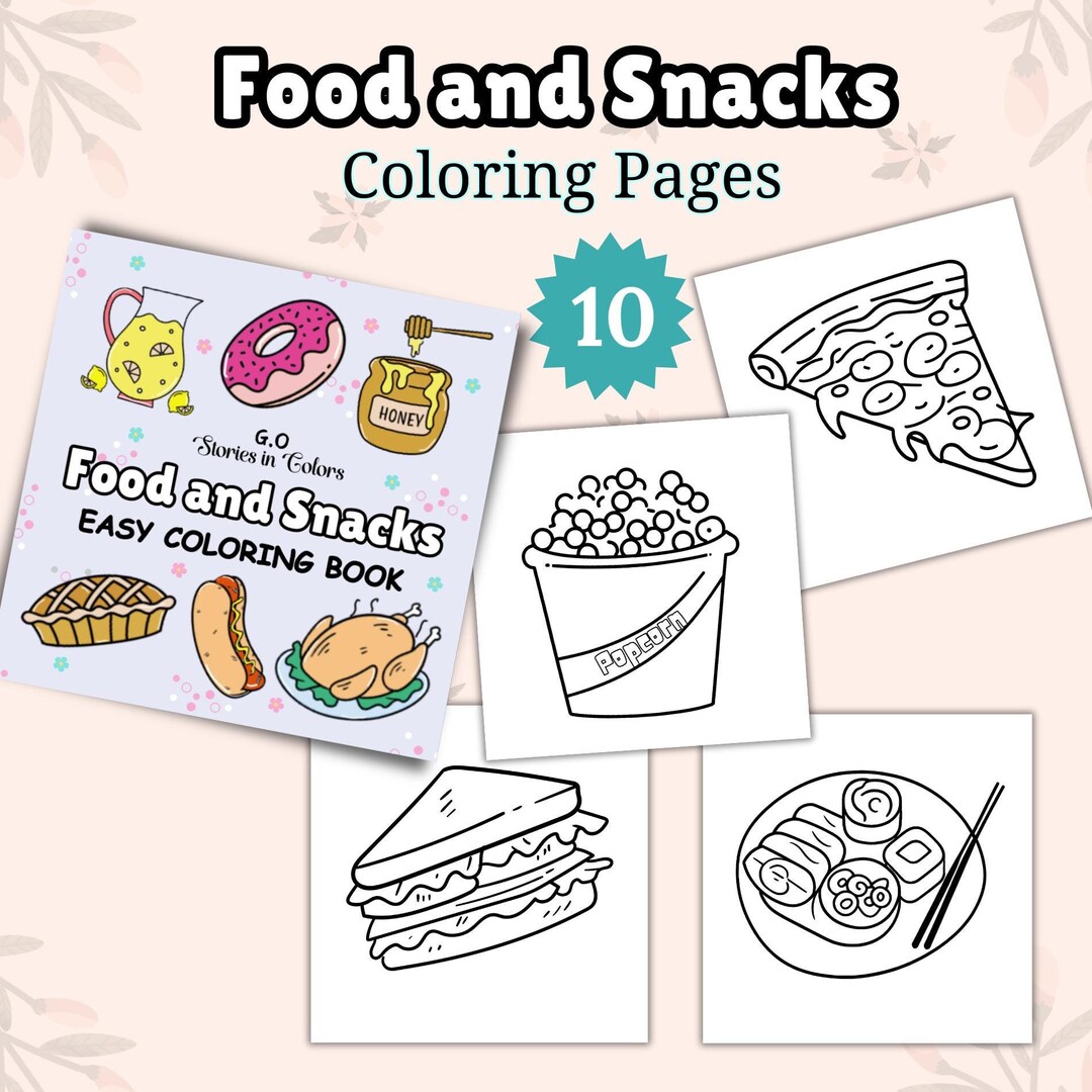 Food and Drink Coloring Pages | 10 Coloring Pages | Instant Download ...