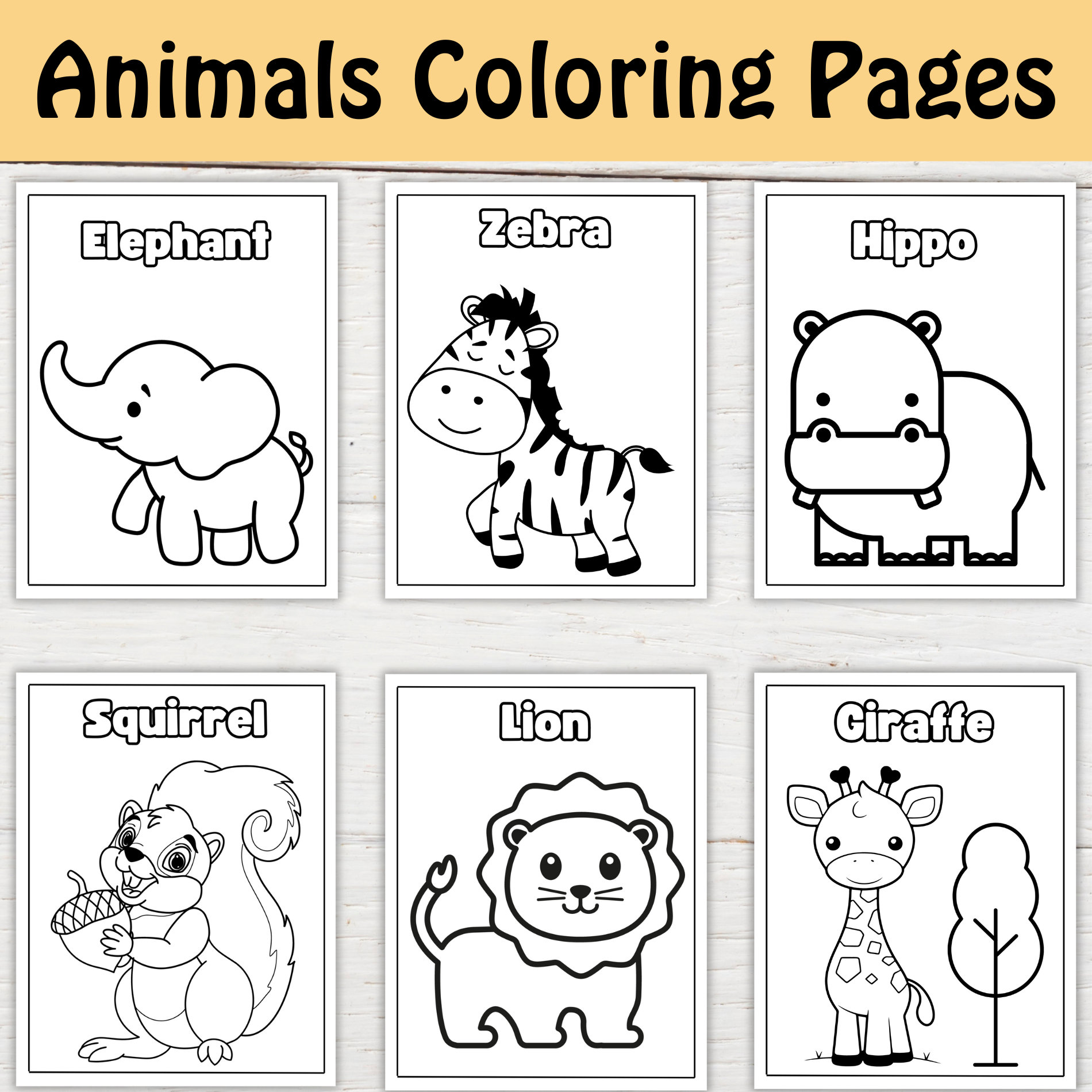 Safari Animals Coloring Pages for Kids | Preschool Learning (PDF) - Etsy