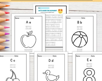 Alphabet-Ablaufverfolgungs-Arbeitsblätter | Vorschul- und Kindergartenaktivität (Digitaler Download)