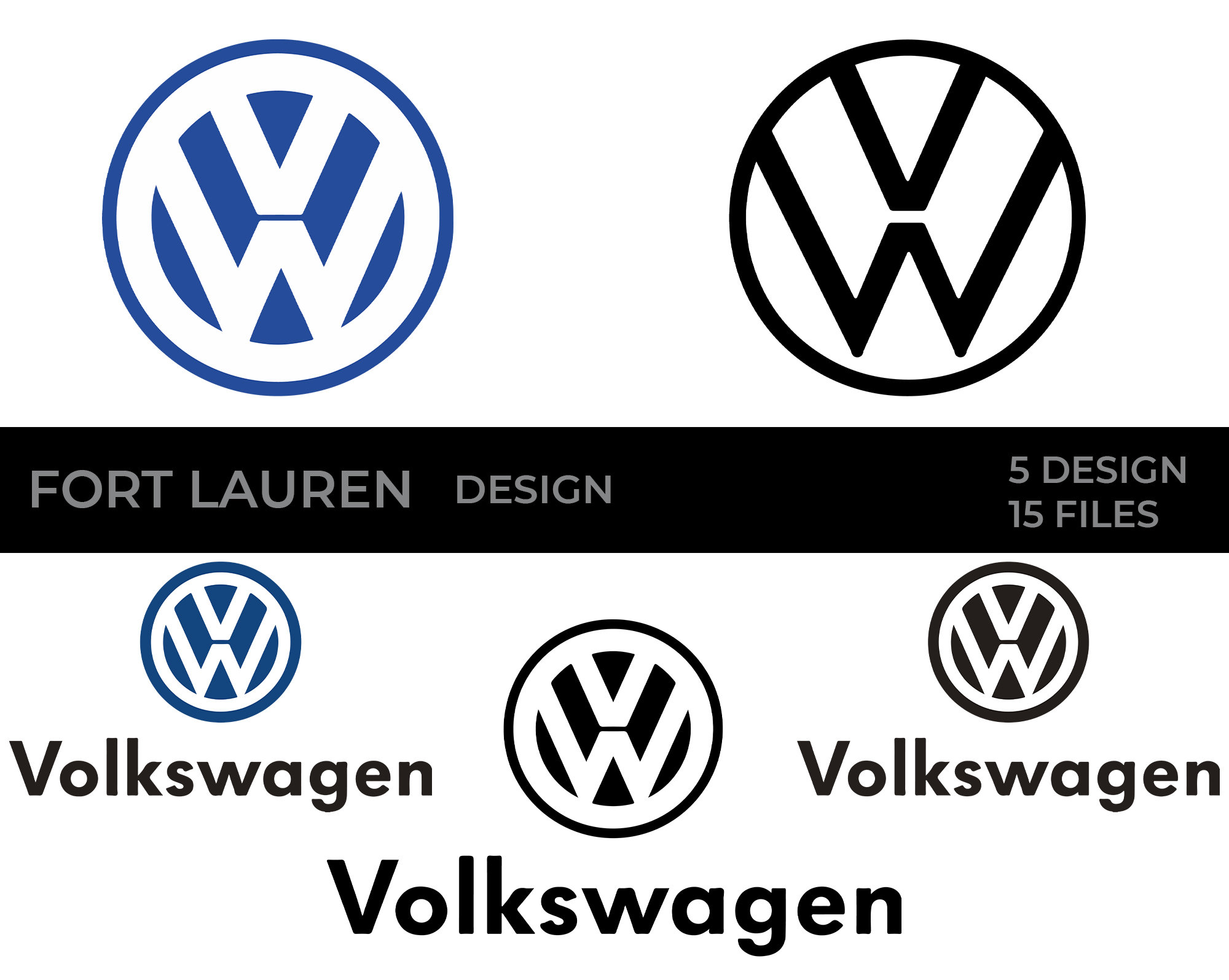 logo sticker Autocollant VW Volkswagen 10mm noir télécommande clé