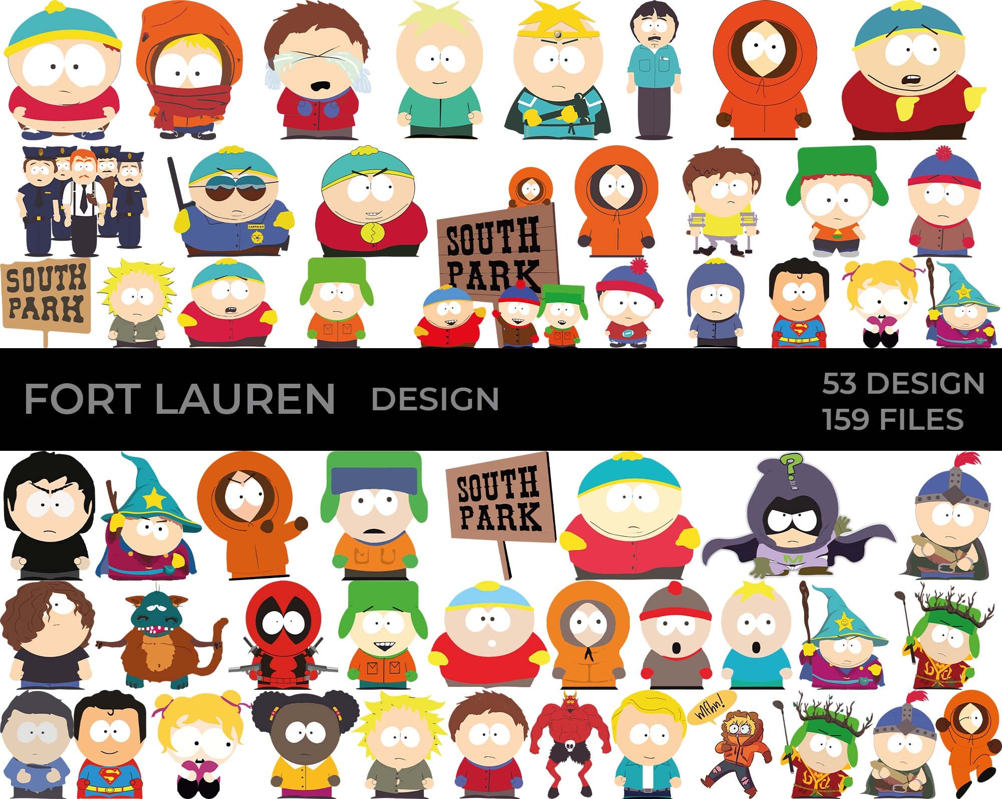 South Park Stickers Handmade // 32 Characters // Matte or Glossy 