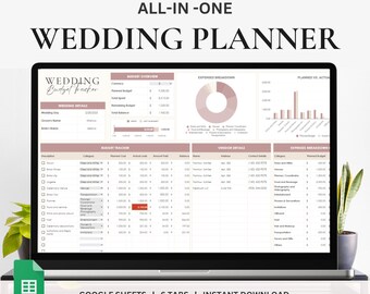 All-in-One Wedding Planner Spreadsheet | Budget, Guest List & Checklist | Editable Google Sheets Template