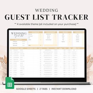 New Wedding Guest List Tracker | Wedding Guest List Google Sheets | Digital Guest List for Wedding | Wedding Guest List Spreadsheet Template