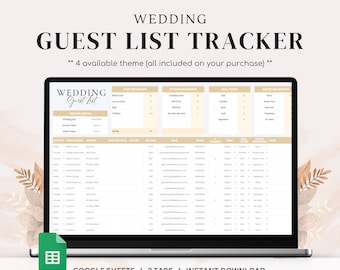 Wedding Guest List Tracker: Google Sheets Template (Digital Download)