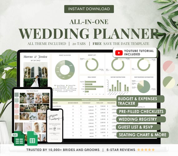 Digital Wedding Planner | Google Sheets Spreadsheet Tool (Instant Download)