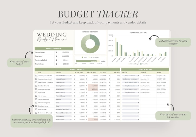 Digital Wedding Planner | Google Sheets Spreadsheet Tool (Instant Download) image 5