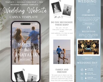 Personalized Wedding Website Canva Template | Modern Digital Invitation with RSVP | Instant Download