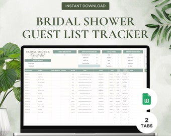 Bridal Shower Guest List Tracker: Google Sheets (Digital Download)