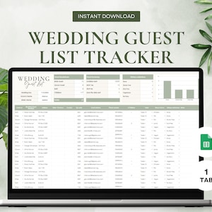Spreadsheetsjabloon bruiloft gastenlijst | Bruiloft-gastenlijst Google Spreadsheets | Digitale gastenlijst voor bruiloftsevenement 2024