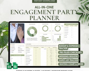 Engagement Party Planner: Budget, Guest List, Checklist (Google Sheets & Excel - Instant Download)