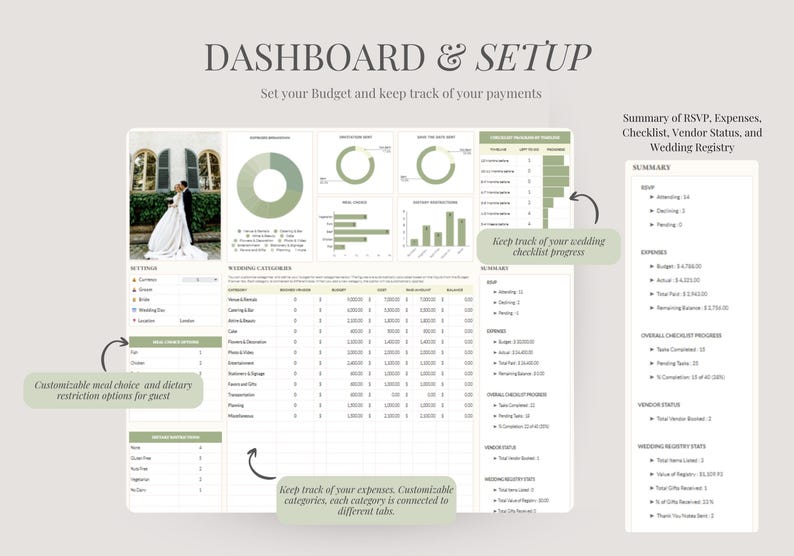 Digital Wedding Planner | Google Sheets Spreadsheet Tool (Instant Download) image 3