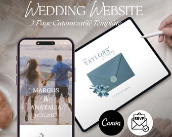 Minimalist Wedding Website Template with RSVP | Editable Canva Wedding Site | Digital Invite Web Page