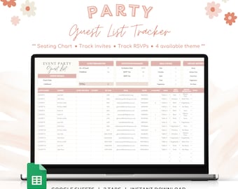 Party Guest List Spreadsheet: Event Seating Chart Template (Digital)