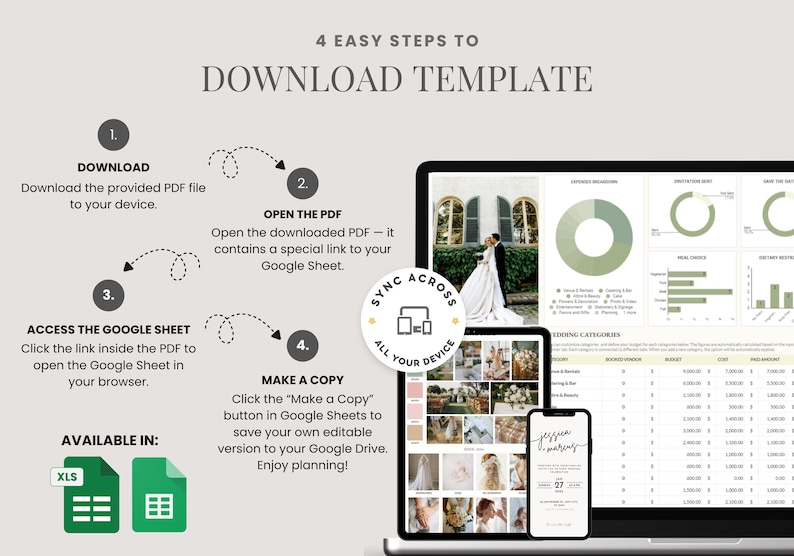 Digital Wedding Planner | Google Sheets Spreadsheet Tool (Instant Download) image 14