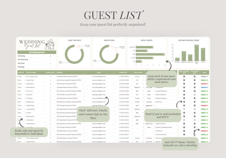 Digital Wedding Planner | Google Sheets Spreadsheet Tool (Instant Download) image 6