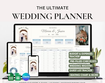 Digital Wedding Planner: Google Sheets Budget, Guest List & Checklist (Instant Download)