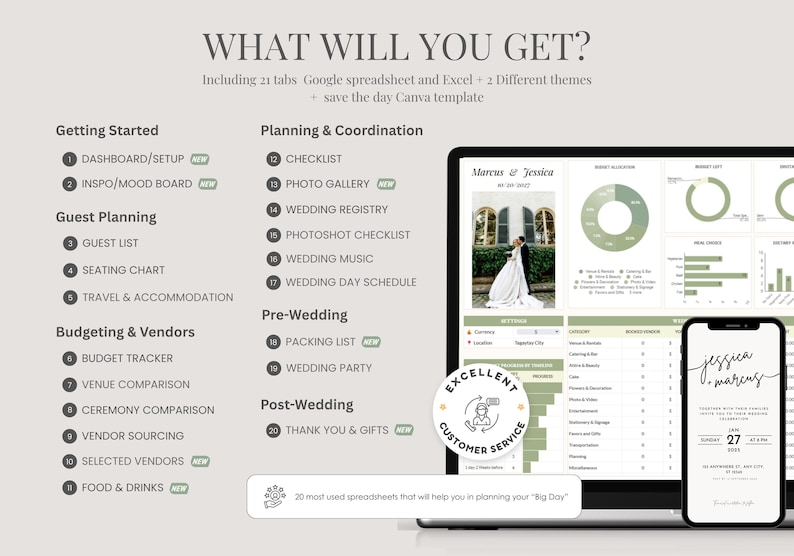 Digital Wedding Planner | Google Sheets Spreadsheet Tool (Instant Download) image 2