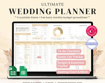 Ultimate Digital Wedding Planner Template Google Sheets Budget
