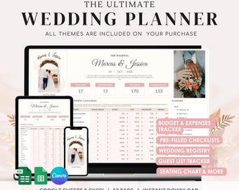 Ultimate Wedding Planning Tool | Digital Planner with Budget & Guest Tracker | Google Sheets Format