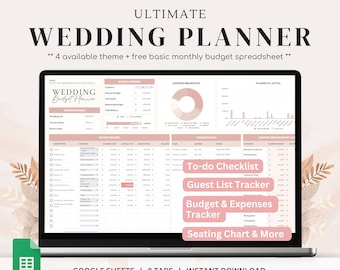 Ultimate Wedding Planner Spreadsheet | Digital Wedding Budget Planner | Wedding Checklist Google Sheets | Wedding Budget | Wedding Planner