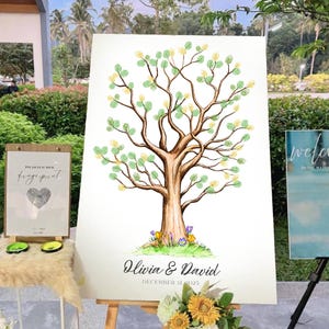 Personalized Wedding Fingerprint Tree | Thumbprint Guest Book Alternative | Custom Wedding Guestbook Printable | Unique Wedding Keepsake