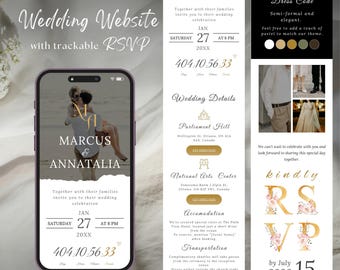 Personalized Wedding Website Canva Template | Modern Digital Invitation with RSV | Instant Download