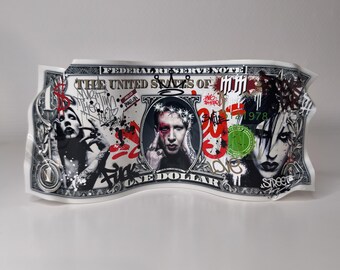 Metal ticket Marilyn Manson Gothic rock Sculpture Street Art pop graffiti decoration star