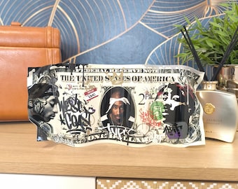 Tupac 2Pac metal ticket, hip hop sculpture, street art, pop art, chic decoration