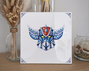 Piastrelle blu di Delft, Goldorak Grenzer manga anime graffiti artwork decorazione regalo fiori Amsterdam