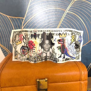 Banknote, Geldschein aus Metall, Jean-Michel-Basquiat-Skulptur, Street Art, Pop-Art, Vintage-Dekoration