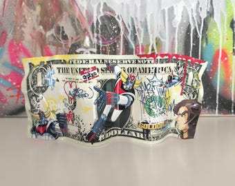 Goldorak Metal Dollar Collectible Ticket Sculpture Street Art pop Decoration