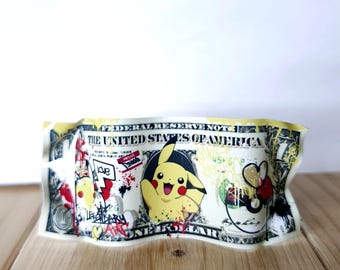 Metal dollar bill Pikachu Pokemon Sculpture Street Art pop manga anime geek