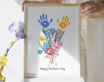 Handabdruck Blumenstrauß, Muttertag Andenken Kunst (Digitaler Download)